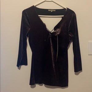 Velvet quarter length sleeve top